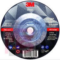 3M Silver Depressed Center Grinding Wheel 87397 T27 Quick Change 4.5 in x 1/4 in x 5/8-11 in ANSI 10 per inner 20 per case