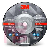 3M Silver Depressed Center Grinding Wheel 87447 T27 Quick Change 6 x 1/4 x 5/8-11 in ANSI 10 per inner 20 per case