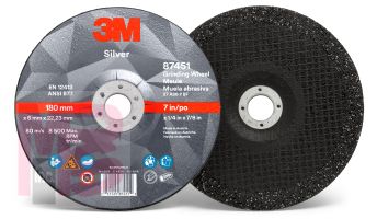 3M Silver Depressed Center Grinding Wheel 87450 T27 6 in x 1/4 in x 7/8 in 10 per inner 20 per case