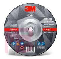 3M Silver Depressed Center Grinding Wheel 87451 T27 7 in x 1/4 in x 7/8 in 10 per inner 20 per case