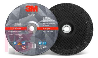 3M Silver Depressed Center Grinding Wheel 87452 T27 9 in x 1/4 in x 7/8 in 10 per inner 20 per case