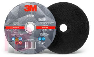 3M Silver Cut-Off Wheel 87469  T1 6 in x .045 in x 7/8 in 25 per inner 50 per case