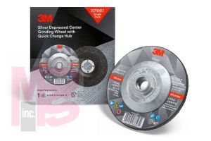 3M Silver Depressed Center Grinding Wheel 8766187661 T27 Quick Change 4.5 in x 1/4 in x 5/8-11 in Single Pack 10 per case