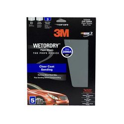 3M Wetordry Sandpaper, 32044, 9 in x 11 in, 2000, 5 sheets per pack, 20 packs per case