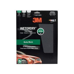 3M Wetordry Sandpaper, 32043, 9 in x 11 in, P220A, 5 sheets per pack, 20 packs per case