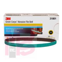 3M 31801 Green Corps Abrasive File Belt 1/2 in x 18 in (12.7 mm x 457.2 mm) - Micro Parts & Supplies, Inc.