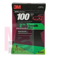 3M Performance Sanding Sponge 3069  1 inch x 2-5/8 inch  100 Grit