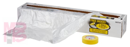 3M Plastic Sheeting with 388N Yellow Masking Tape (36mm) 6724 16 ft x 400 ft