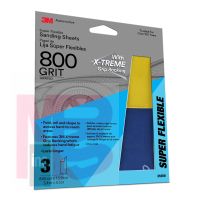 3M Super Flexible Sanding Sheets 31850  800 Grit  3 pack  20 packs per case