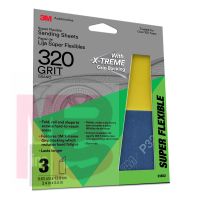 3M Super Flexible Sanding Sheets 31852  320 Grit  3 pack  20 packs per case