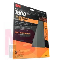 3M Wetordry Sandpaper 32023 1500 Grit 9 inch x 11 inch 20/Case V16