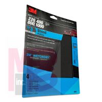 3M Wetordry Sandpaper 3021 Assorted Grit 9 inch x 11 inch 4 per pack 40 per case