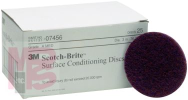 3M Scotch-Brite Surface Conditioning Disc 07456  3 in x NH A MED  25 per box 4 boxes per case