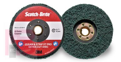 3M Scotch-Brite Clean and Strip XT Pro Extra Cut Disc  TN Quick Change  4-1/2 in x 5/8 in-11  A XCS  10 per case