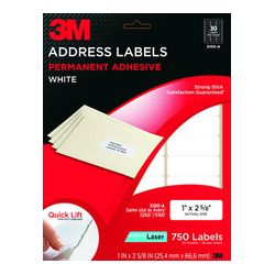 3M Address Labels 3100-A, 1 in x 2 5/8 in, 30/sheet, 25 sheets/pk