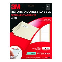 3M Address Labels 3100-Q, 1/2 in x 1 3/4 in, 80/sheet, 25 sheets/pk