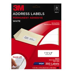 3M Address Labels 3200-C, 1 in x 4 in, 20/sheet, 25 sheets/pk