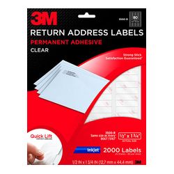 3M Address Labels 3400-R, 1/2 in x 1 3/4 in, 80/sheet, 25 sheets/pk