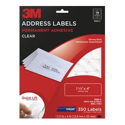 3M Address Labels 3500-C, 1 1/3 in x 4 in, 14/sheet, 25 sheets/pk