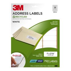 3M Address Labels 3700-A, 1 in x 2 5/8 in, 30/sheet, 25 sheets/pk