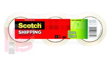 3M Scotch Sure Start Shipping Packaging Tape 3450-3  1.88 in x 54.6 yd (48 mm x 50 m) 3 pk