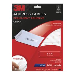 3M Address Labels 13500-D, 1 in x 4 in, 20/sheet, 10 sheets/pk