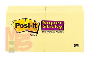 3M Post-it Super Sticky Notes 622-8SSCY  1 7/8 in x 1 7/8 in 90 sheet Canary Yellow 8-pack