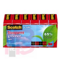 3M Scotch Transparent Greener Tape 612-6P  3/4 in x 900 in (19 mm x 22.8 m)