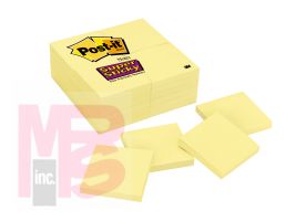 3M Post-it Super Sticky Notes 654-24SSCY  3 in x 3 in (76 mm x 76 mm) Canary Yellow