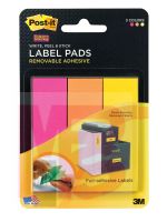 3M Post-it Super Sticky Label Pads 2900-FOY  1 in x 3 in Fireball Fuchsia Neon Orange and 3M Yellow 3 Pads 75 Labels