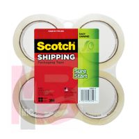 3M Scotch Sure Start Shipping Packaging Tape 3450-4  1.88 in x 54.6 yd (48 mm x 50 m) 4 pack 12/4