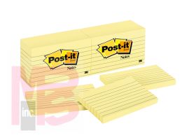 3M Post-it Notes 635  3 in x 5 in (76 mm x 127 mm) Canary Yellow Lined 12 Pads/Pack