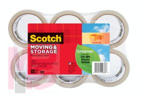 3M Scotch Greener Long Lasting Moving & Storage Packaging Tape 3650G-6  1.88 in x 49.2 yd (48 mm x 45 m) 6 Pack