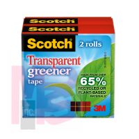 3M Scotch Transparent Greener Tape 612-2P  3/4 in x 900 in (19 mm x 22.8 m)