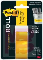 3M Post-it Full Adhesive Roll 2650-Y  1 in x 400 in (25.4 mm x 10.1 mm)