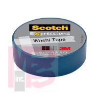 3M Scotch Expressions Washi Tape C314-BLU  .59 in x 393 in (15 mm x 10 m) Blue