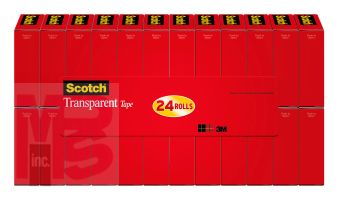 3M Scotch Transparent Tape 600K24  3/4 in x 1000 in x 0 in (19 mm x 25.4)