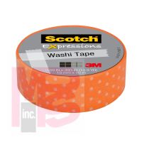 3M Scotch Expressions Washi Tape C314-P39  .59 in x 393 in (15 mm x 10 m) Orange Swiss Dot