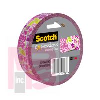 3M Scotch Expressions Masking Tape 3437-P6  .94 in x 20 yd (24 mm x 18.2 m) Pink Floral