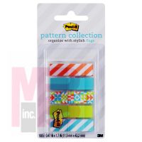 3M Post-it Pattern Flags  Geos Pattern Collection 0.47 in x 1.7 in 100/On-the-Go Dispenser 1 Dispenser/Pack