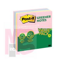 3M Post-it Greener Notes 654RP-24AP  3 in x 3 in (76 mm x 76 mm) Helsinki Collection 24 Pads/Pack 100 Sheets/Pad