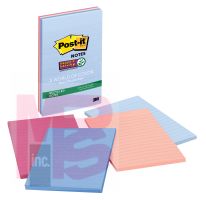 3M Post-it Super Sticky Notes 4621-SSNRP  4 in x 6 in (101 mm x 152 mm) Bali Collection Lined 4 Pads/Pack