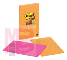 3M Post-it Super Sticky Notes 5845-SSUC  5 in x 8 in (127 mm x 203 mm) Rio de Janeiro Collection Lined 4 Pads/Pack