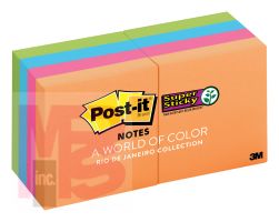 3M Post-it Super Sticky Notes 622-8SSAU  1.8 in x 1.8 in (47.6 mm x 47.6 mm) 8 pads/pack Rio de Janeiro Collection