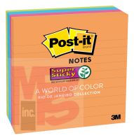 3M Post-it Super Sticky Notes 675-4SSUC  4 in x 4 in (101 mm x 101 mm) Rio de Janeiro Collection Lined  4 Pads/Pk