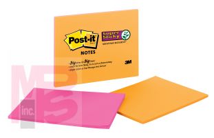 3M Post-it Super Sticky Notes 6845-SSP-2PK  8 in x 6 in (203 mm x 152 mm) Rio de Janeiro Collection Lined 2 Pads/Pack