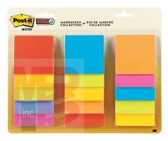 3M Post-it Super Sticky Notes 654-15SSMULTI  3 in x 3 in (76 mm x 76 mm) Assorted Colors Marrakesh and Rio de Janeiro Collections 15 Pads/Pack 45 Sheets/Pad