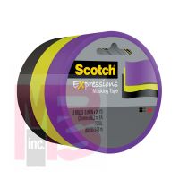 3M Scotch Expressions Masking Tape 3437-3GBP  0.94 in x 20 yd (24 mm x 182 m) 3 pack Lime Green Black Purple