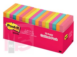 3M Post-it Notes 654-18CTCP  3 in x 3 in (76 mm x 76 mm)Cabinet pack Cape Town Collection 18 Pads/Pack 100 Sheets/Pad