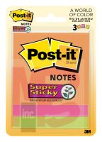 3M Post-it Super Sticky Notes  3321-SSAU 3 in x 3 in (76 mm x 76 mm) Rio de Janeiro Colors